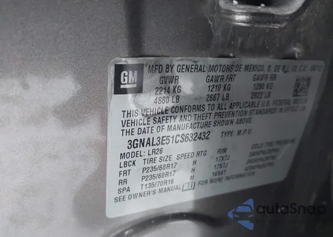 2012 Chevrolet Captiva Sport Lt из США, поврежденный, VIN 3GNAL3E51CS632432